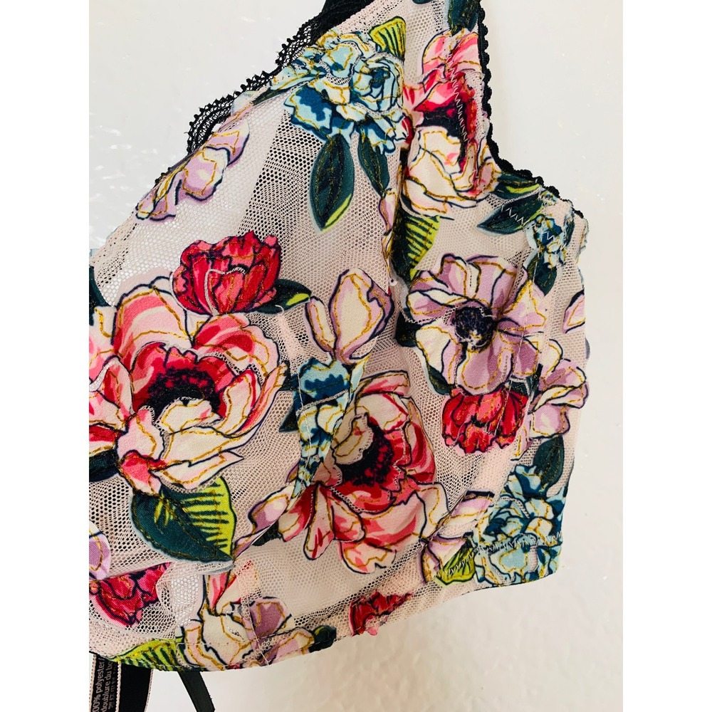 Victoria's Secret Demi Bra Women 38D Multicolor Floral Mesh Lace Very Sexy - Picture 9 of 11